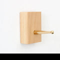 Natural beech wood wall hook with brass fitting in modern simple design