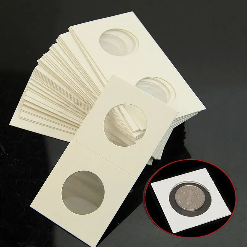 White paper coin protector clips set of 50 pieces in transparent OPP bag
