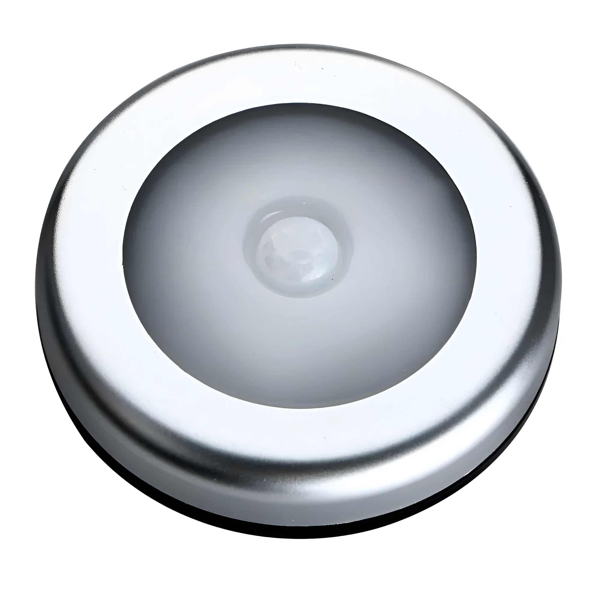 Silver wireless motion sensor night light with compact 80mm x 80mm size