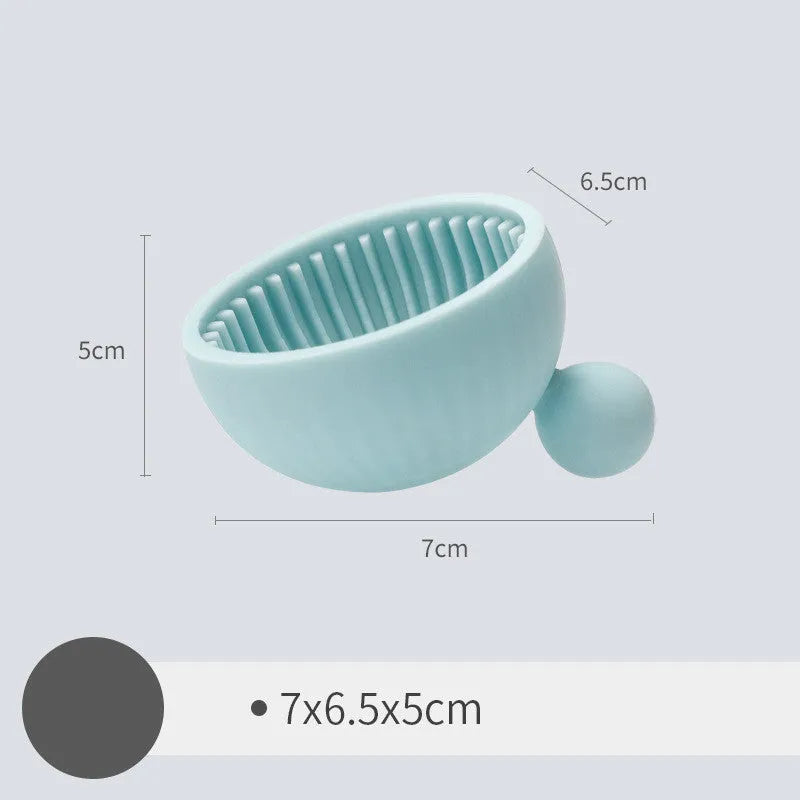 Small ball silicone makeup brush cleaner scrubbing tray in blue white pink colours