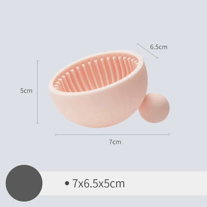 Small ball silicone makeup brush cleaner scrubbing tray in blue white pink colours