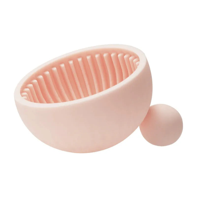 Small ball silicone makeup brush cleaner scrubbing tray in blue white pink colours