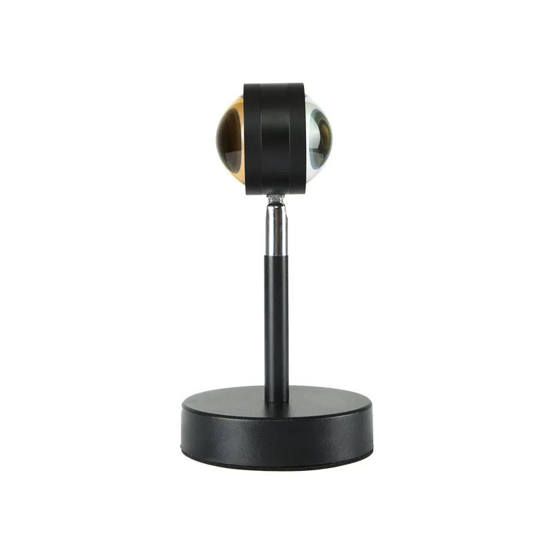 Black USB dual-head sunset rainbow projection lamp with touch controls
