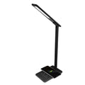 Black wireless charging desk lamp with aluminium shade and touch controls