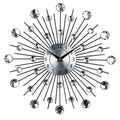Large 33cm silver round wall clock with aluminium dial and metal frame on wall