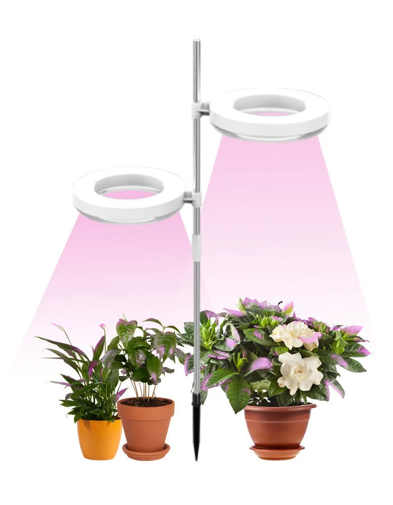 A compact black desk lamp with a full spectrum LED bulb for indoor plant growth.