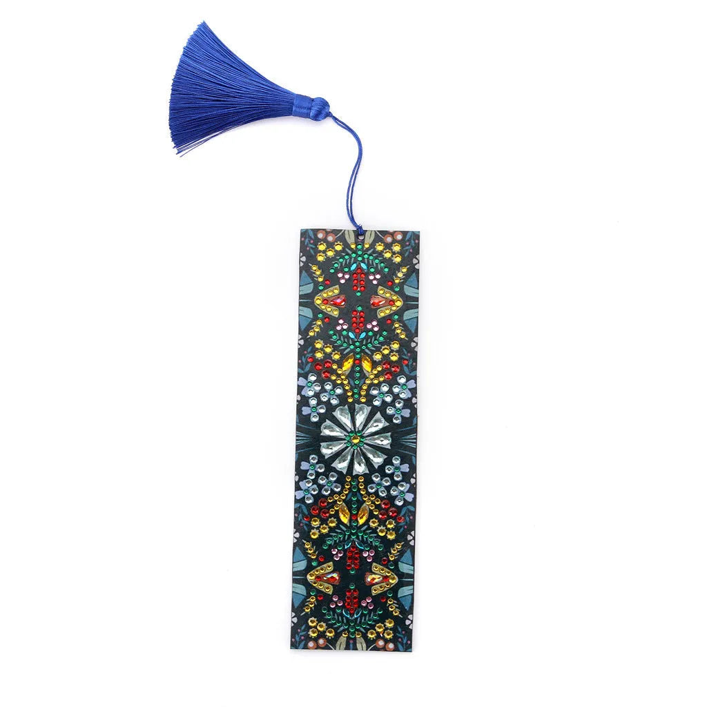 Diamond painting leather bookmark craft kit with special-shaped diamond mandala flower ornament design
