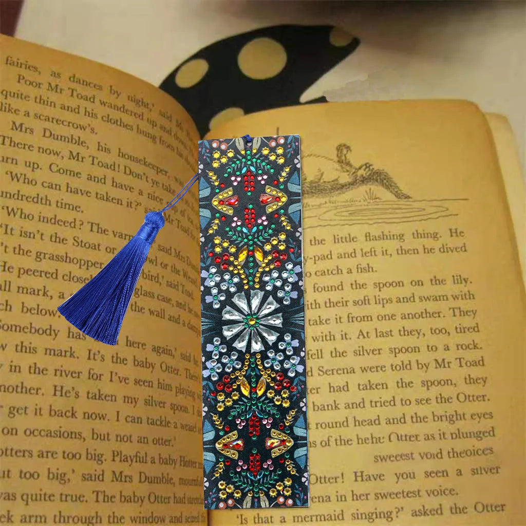 Diamond painting leather bookmark craft kit with special-shaped diamond mandala flower ornament design