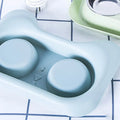 Pet stainless steel drinking water and feeding bowl set with pink PP tray