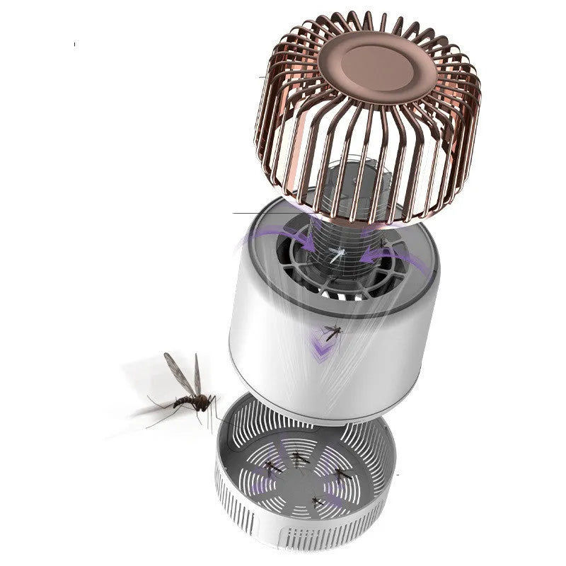Electric mosquito killer lamp with photocatalyst, USB powered, 12x12x19.5cm, black or white, with 120cm cord