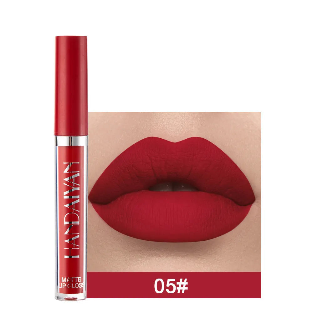 HANDAIYAN matte non-stick cup liquid lipstick in 2.5ml bottle, showing colour options 1-12 and Set B.