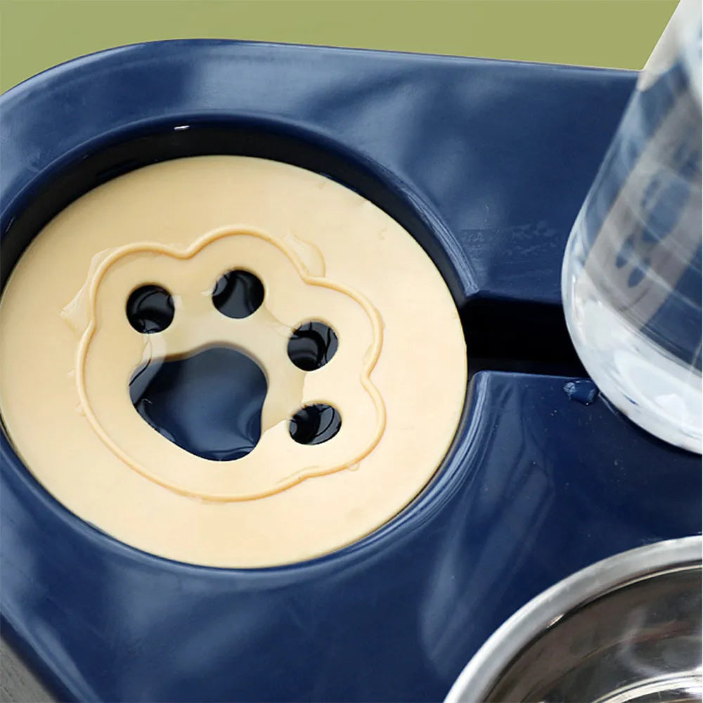 Unplugged cat drinking bowl with stainless steel bowl, compact design, available in multiple colours