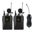 Little Bee X3 black wireless lavalier microphone and USB charging case for mobile video recording.