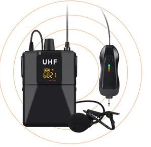 Little Bee X3 black wireless lavalier microphone and USB charging case for mobile video recording.