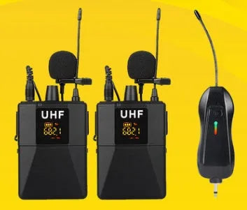 Little Bee X3 black wireless lavalier microphone and USB charging case for mobile video recording.