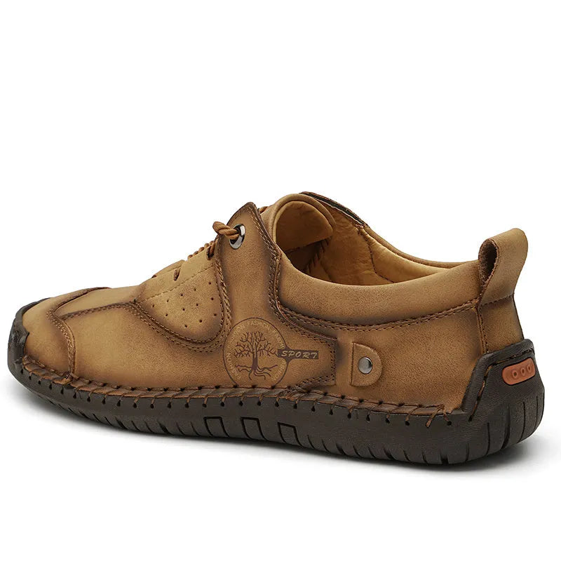 Men's casual microfiber leather shoes in black, gold and khaki colours with round toe