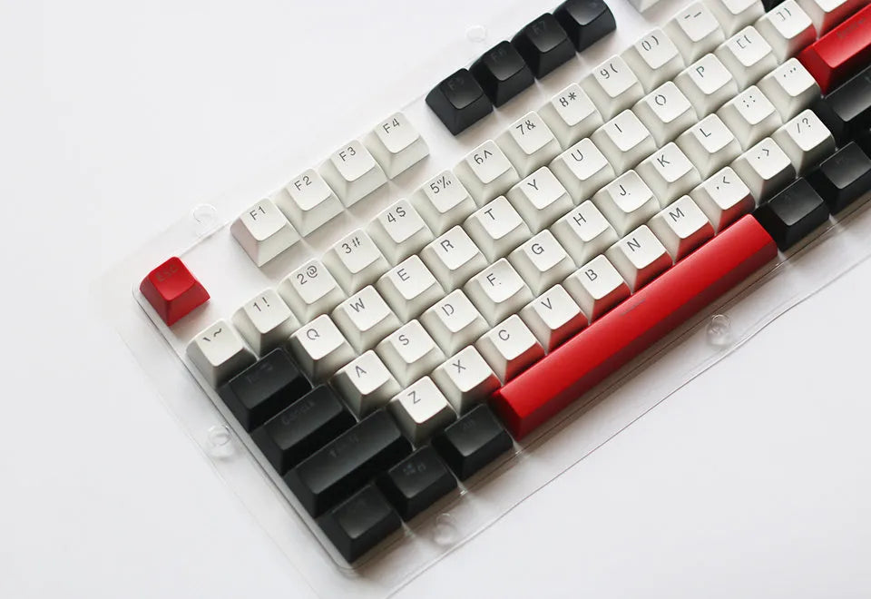 104-key SA height ABS mechanical keyboard keycap set in white and red colour