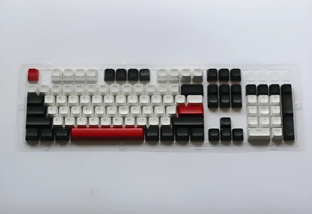 104-key SA height ABS mechanical keyboard keycap set in white and red colour
