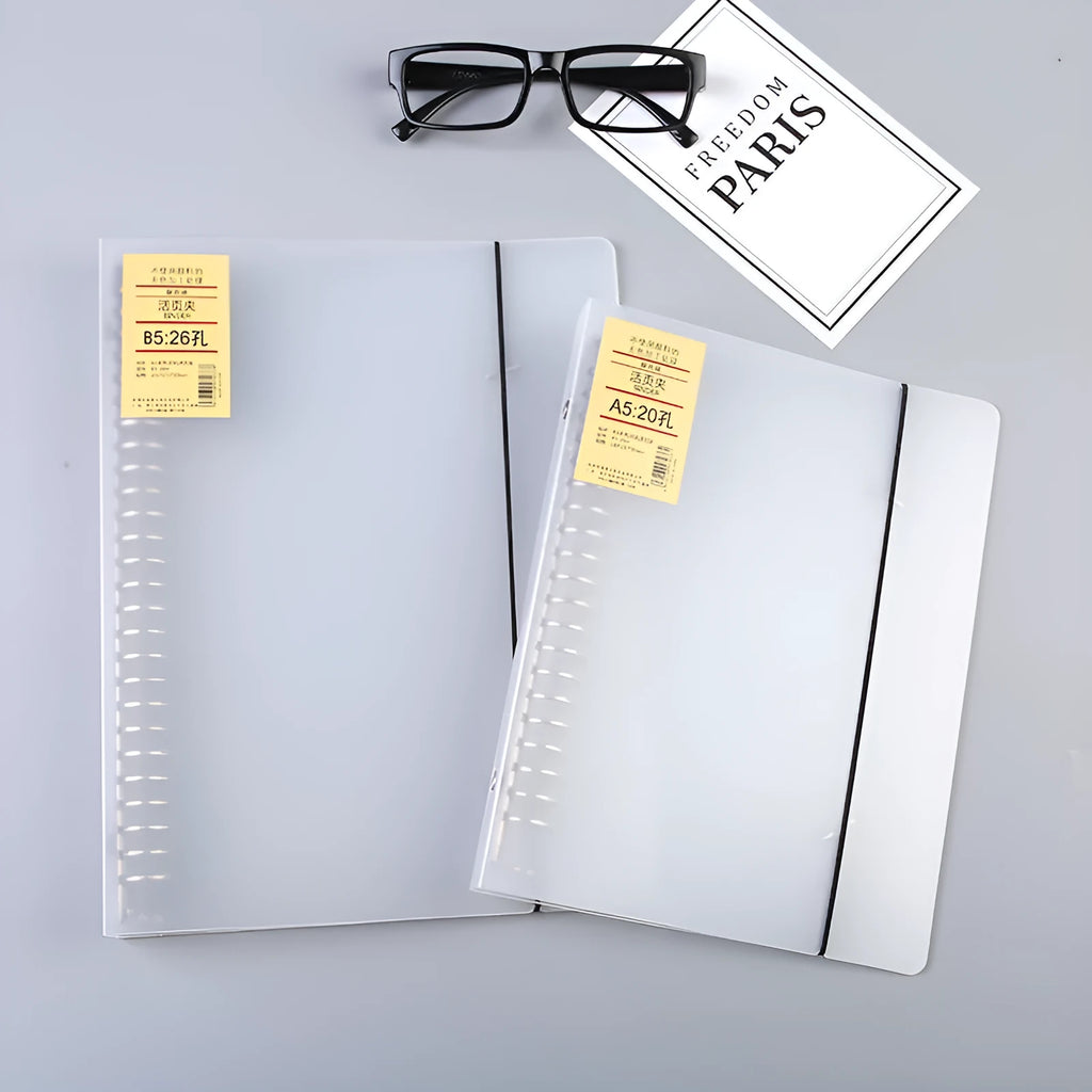 26-hole A5 loose-leaf binder with horizontal lines and PP matte covers in two size options