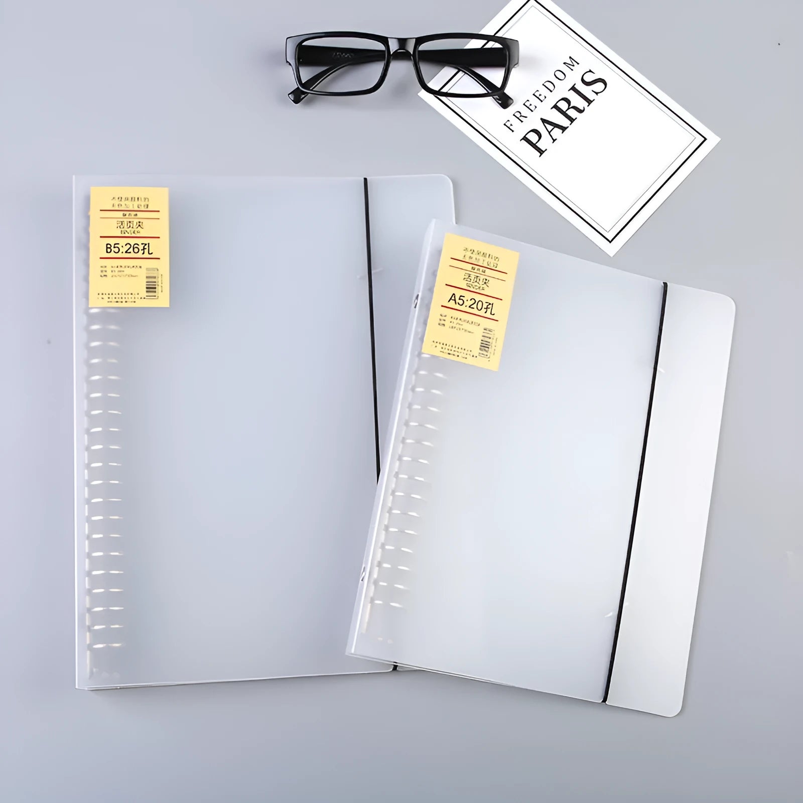 26-hole A5 loose-leaf binder with horizontal lines and PP matte covers in two size options