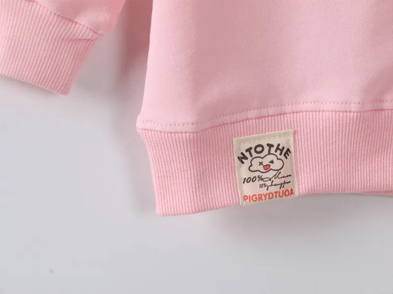 Korean-style baby girls cartoon-pattern sweatshirt for autumn in soft-treated fabric
