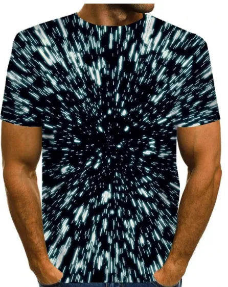 Men's camouflage 3D lightning short sleeve round neck t-shirt in loose fit, polyester blend, available in multiple colours