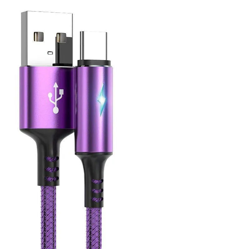 Black USB data cable compatible with Apple iPhone 12 and Android smartphones, 1.2m length