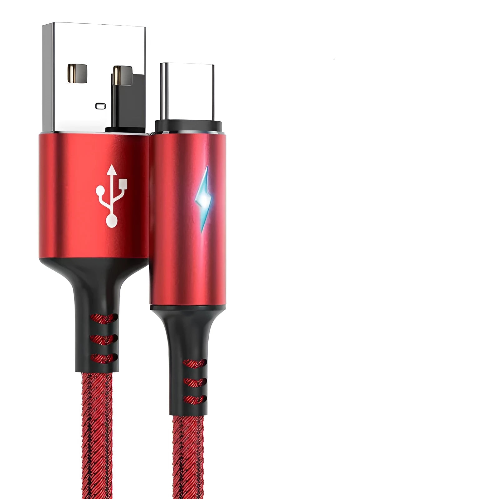 Black USB data cable compatible with Apple iPhone 12 and Android smartphones, 1.2m length