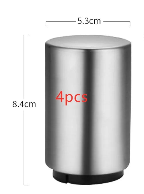 Stainless steel automatic bottle opener showing one-handed operation on beer bottle