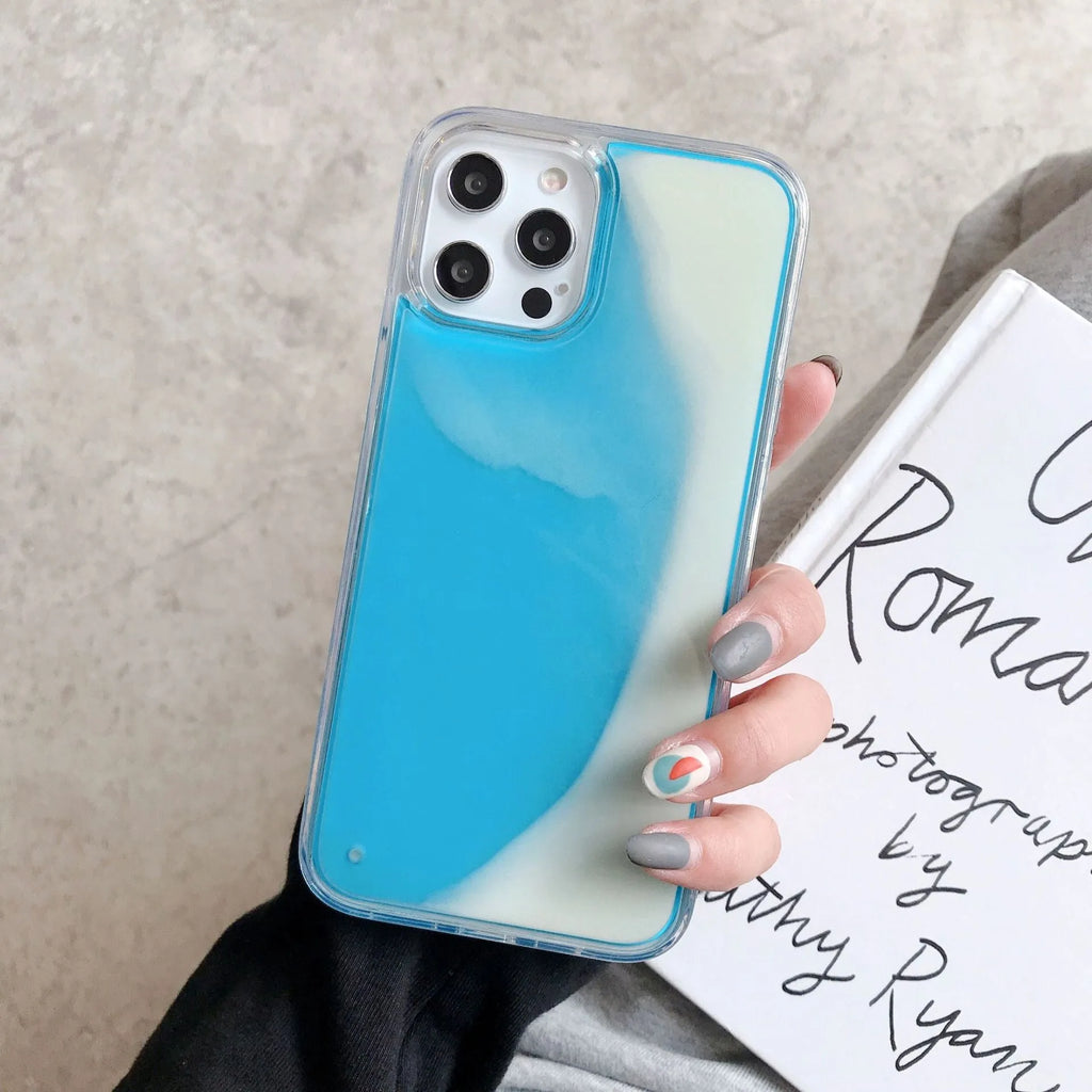 Candy Luminous Quicksand mobile phone case back cover in solid colour with TPU+PC construction
