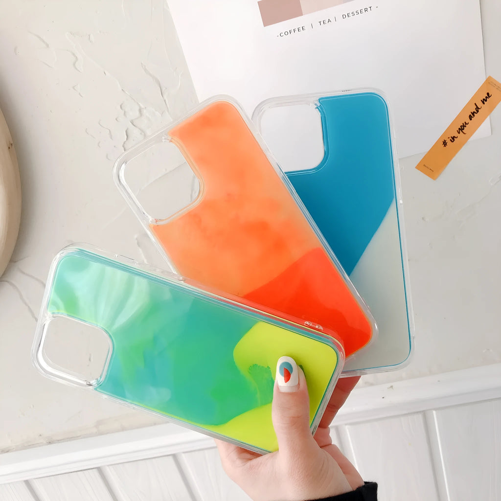 Candy Luminous Quicksand mobile phone case back cover in solid colour with TPU+PC construction