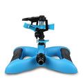Blue plastic butterfly-shaped base rotating sprinkler for garden watering with series connection capability