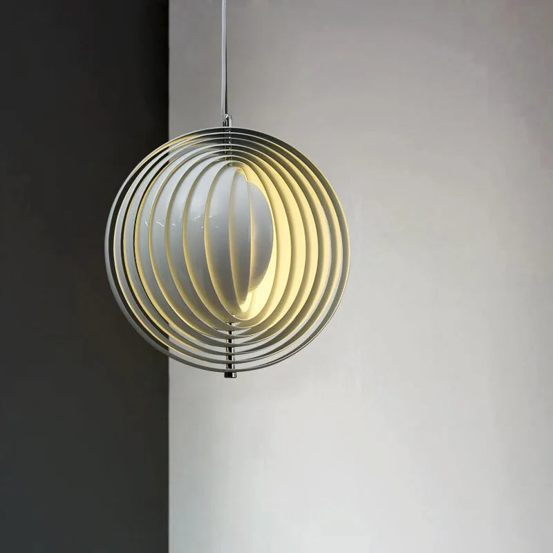 Iron chandelier night light with rotating moon design, warm LED, push button switch, adjustable height 1.5m, 220V.