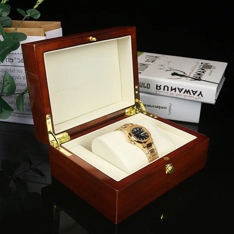 Brown MDF gloss paint jewellery gift box with silk screen print, 18x13.5x8.5cm heaven and earth cover