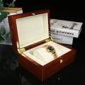 Brown MDF gloss paint jewellery gift box with silk screen print, 18x13.5x8.5cm heaven and earth cover