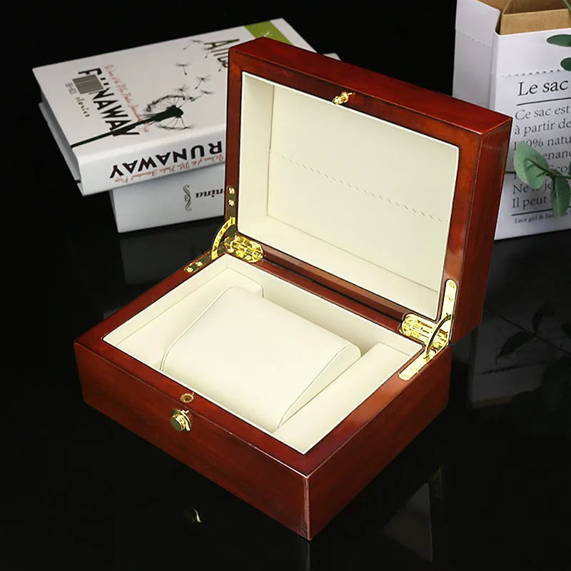 Brown MDF gloss paint jewellery gift box with silk screen print, 18x13.5x8.5cm heaven and earth cover
