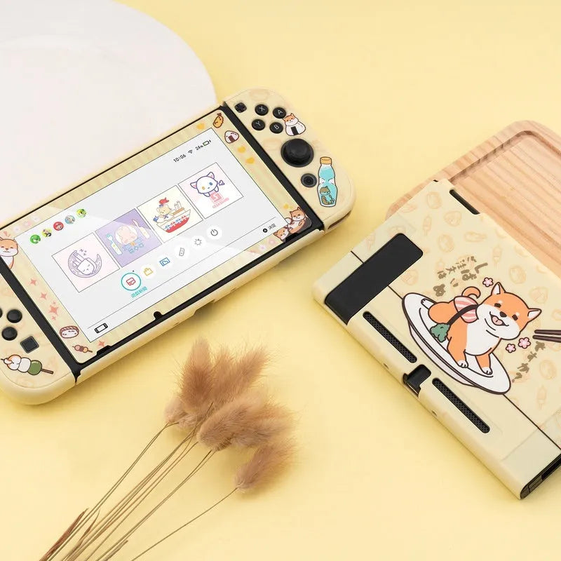 Nintendo Switch Lite protective case with silicone material and hard PC shell featuring back grip