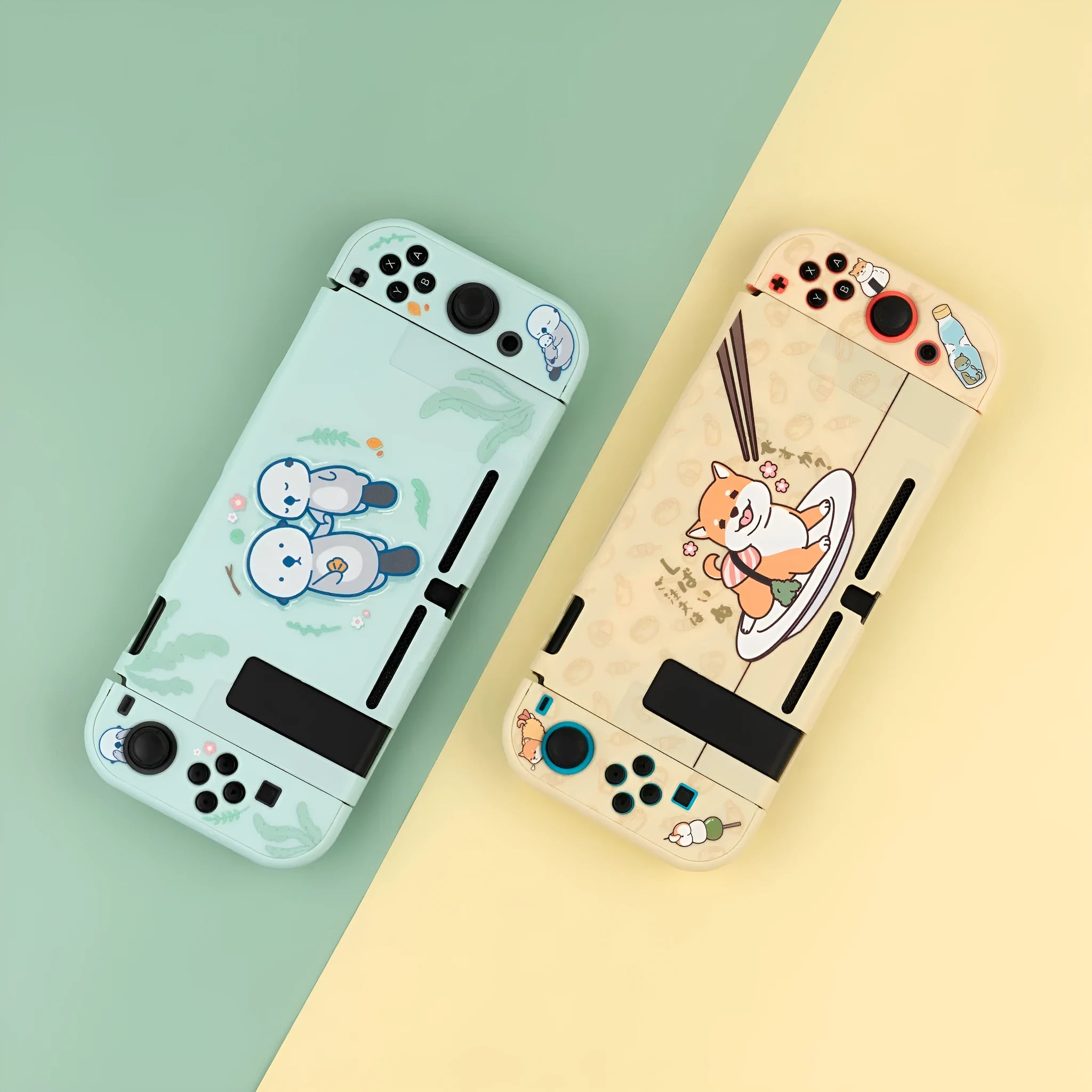 Nintendo Switch Lite protective case with silicone material and hard PC shell featuring back grip