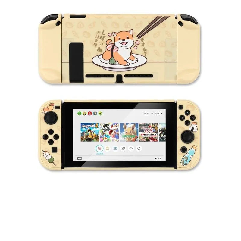 Nintendo Switch Lite protective case with silicone material and hard PC shell featuring back grip
