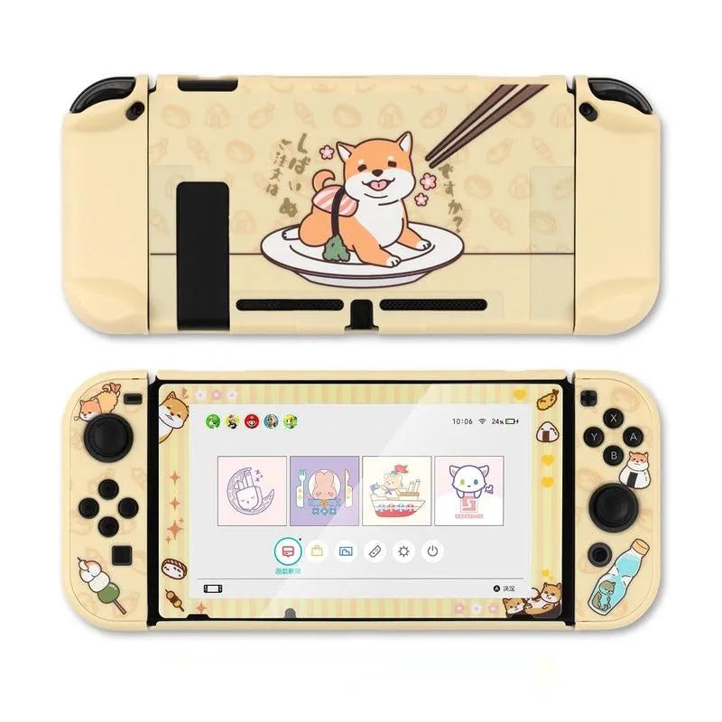 Nintendo Switch Lite protective case with silicone material and hard PC shell featuring back grip