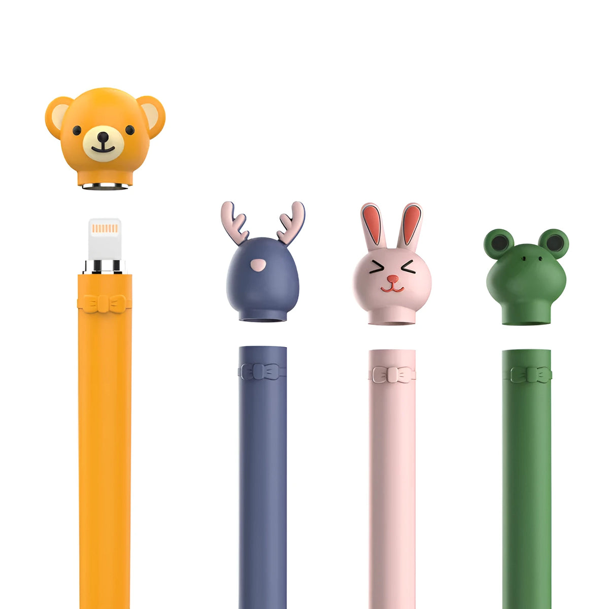 Silicone Apple Pencil protective cover in Obedient rabbit colour, wallet style, on white background