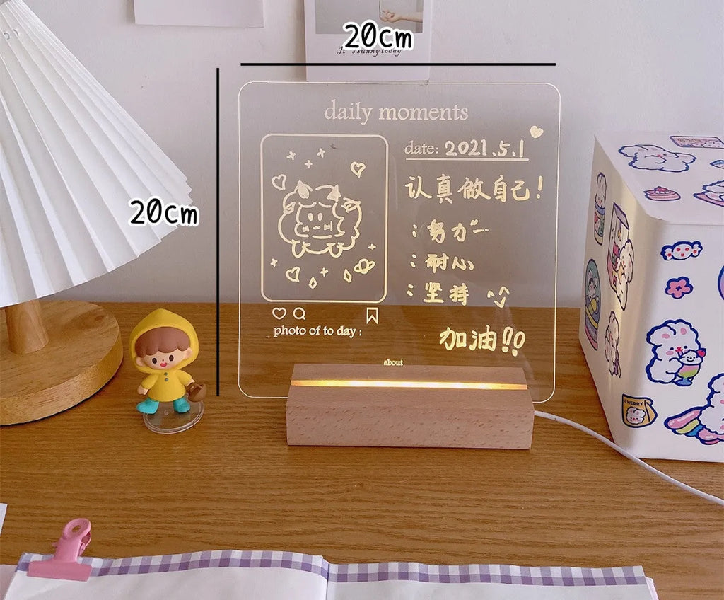 Bedroom atmosphere light with LED illumination and message board options in multiple style variations