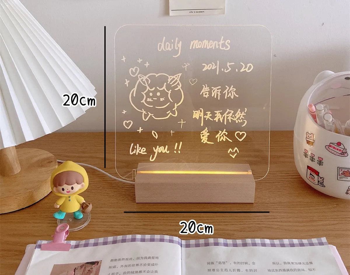 Bedroom atmosphere light with LED illumination and message board options in multiple style variations