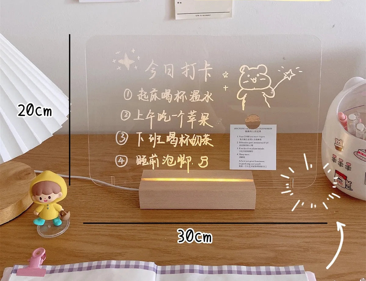 Bedroom atmosphere light with LED illumination and message board options in multiple style variations