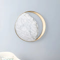 Circular marble and copper eclipse design LED wall sconce lamp