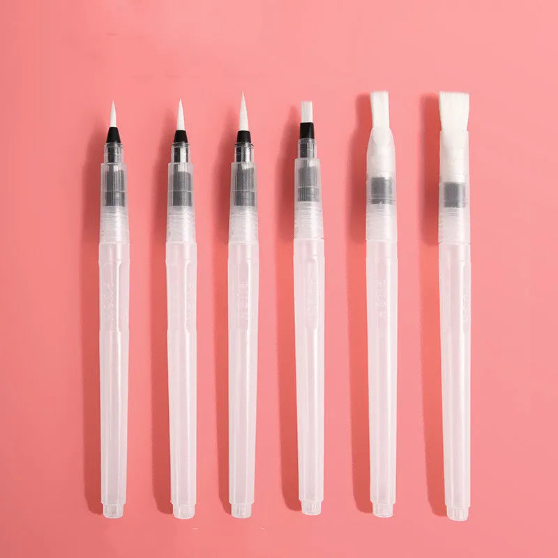 Fan-shaped foldable solid watercolour paint set in transparent box with fountain pen