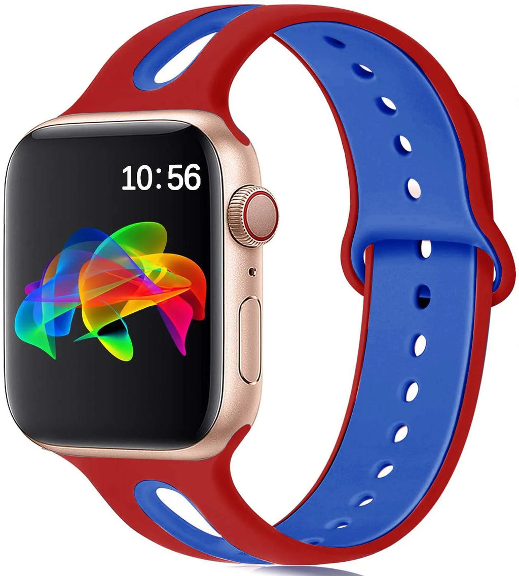 Silicone Apple Watch strap with 6-hole ventilation design in multiple colour options