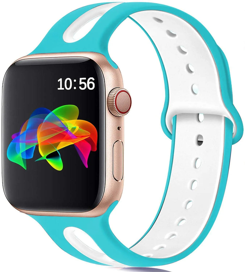 Silicone Apple Watch strap with 6-hole ventilation design in multiple colour options