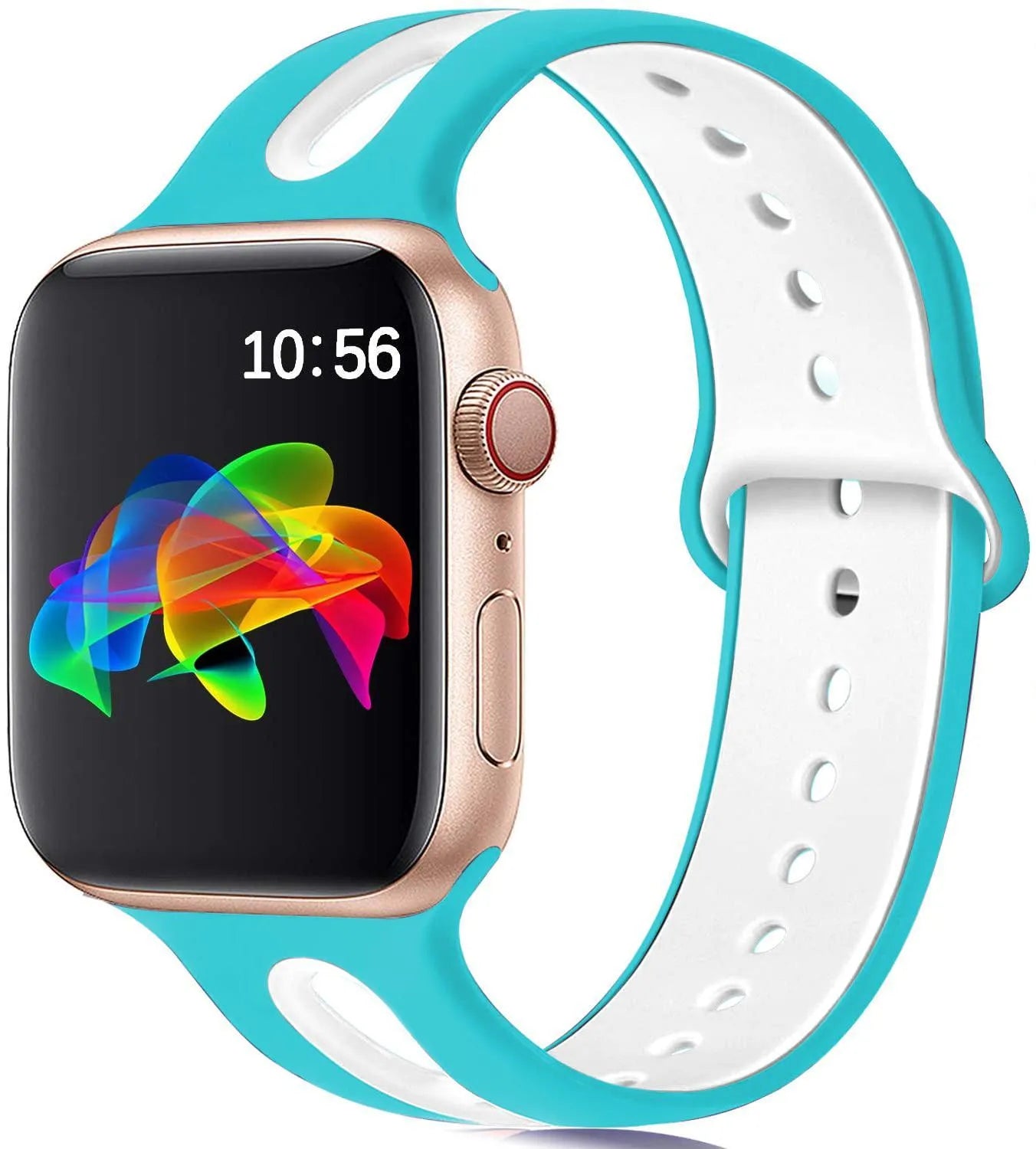 Silicone Apple Watch strap with 6-hole ventilation design in multiple colour options