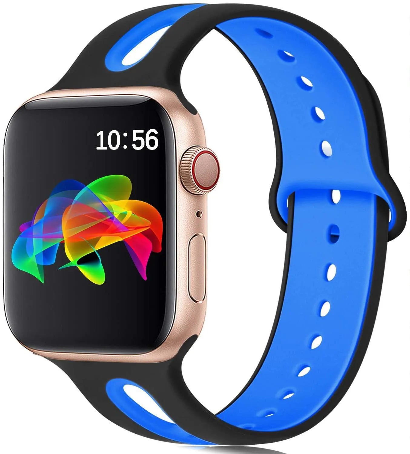 Silicone Apple Watch strap with 6-hole ventilation design in multiple colour options